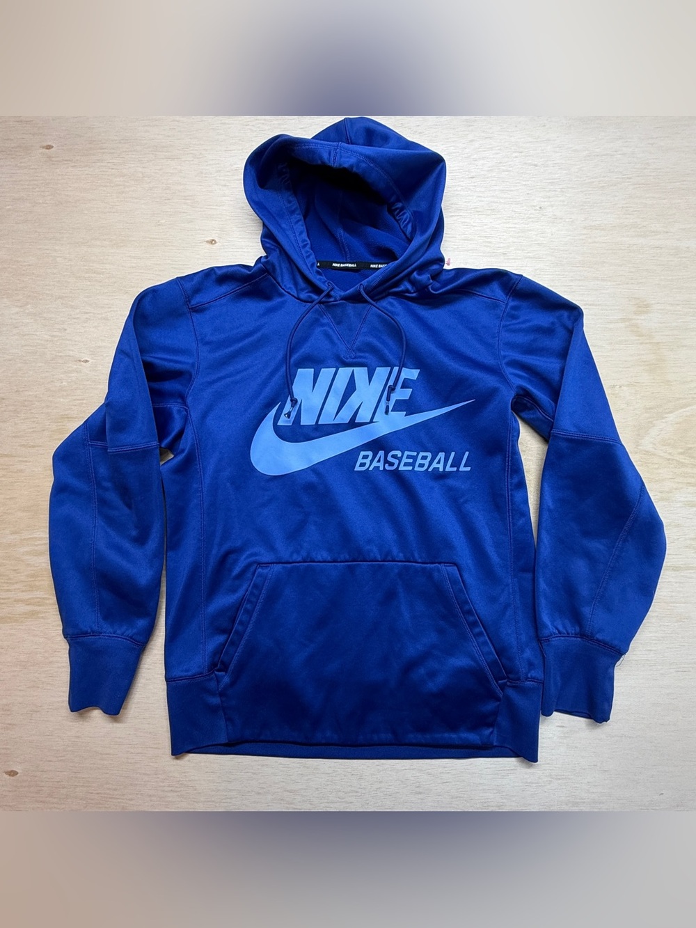 Nike Baseball Mens Small Hoodie Sweatshirt Fleece Pullover Royal Blue Backward K